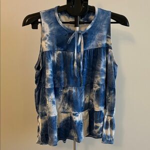 Promise Blue and White Tie-Dye Sleeveless Top